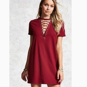 Forever 21 Red Lace up Dress